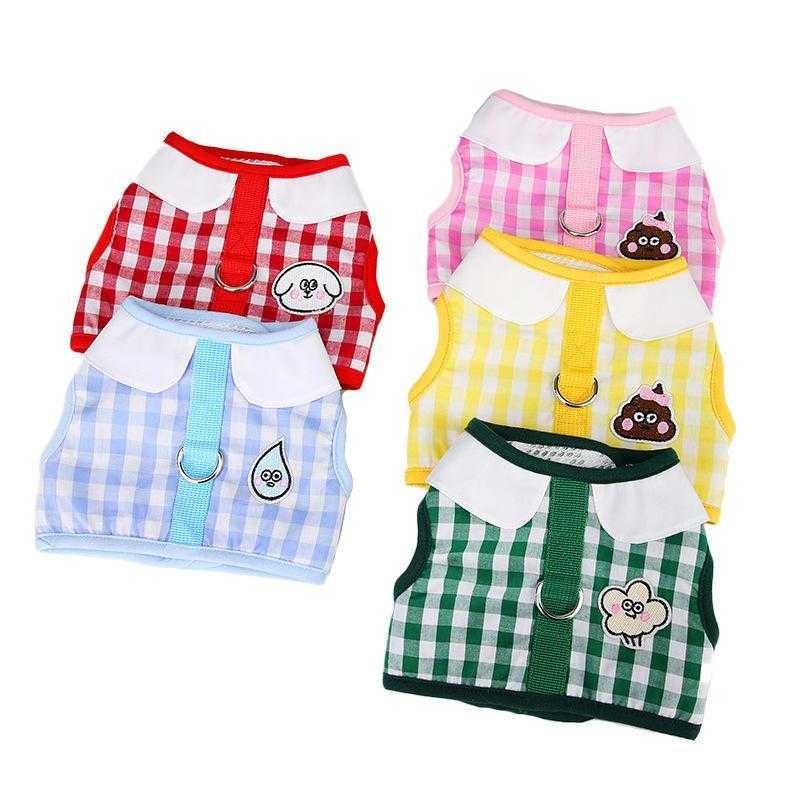 High Quality Five-color Plaid Fashion Pet Harness Custom Animal Print Dog Harness Sets