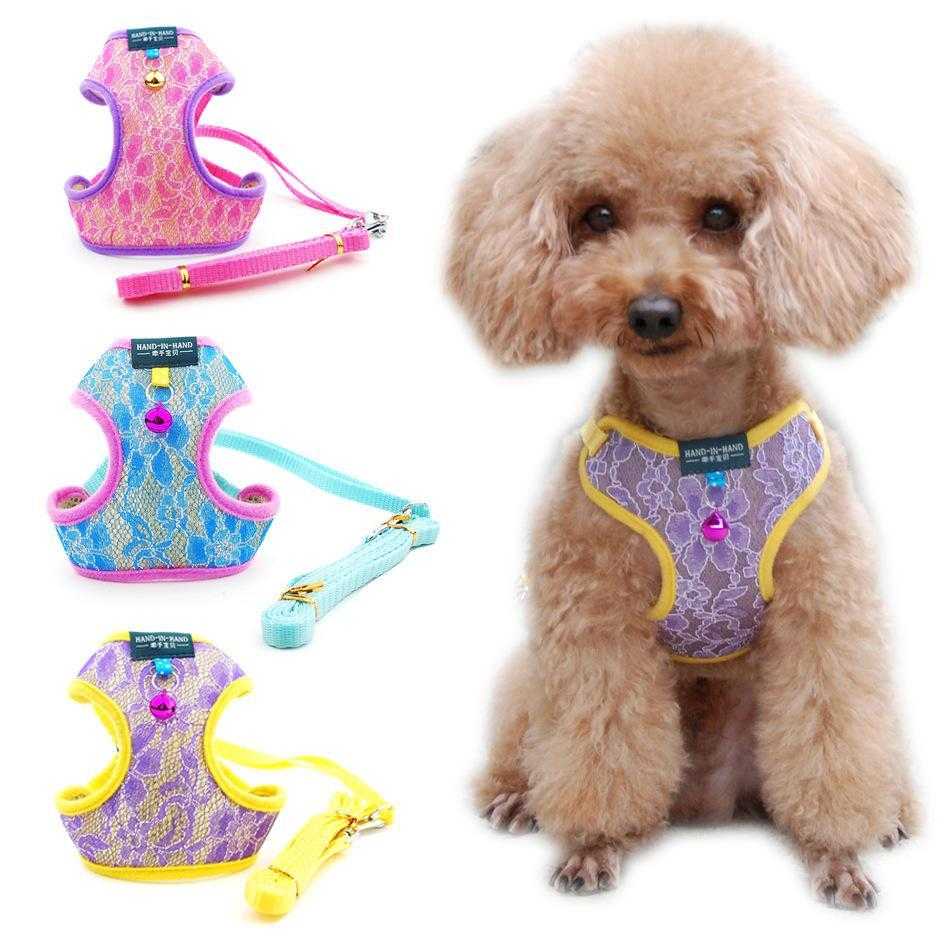 2022 New Style Comfortable Cheap Cute Mesh Adjustable Lovely Pet Fancy Dog Harness With Lace