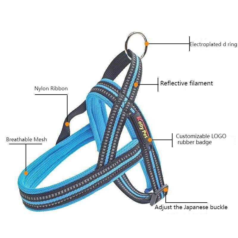 No Pull Nylon Quick Fit Reflective Stitching Strong Adjustable Dog Harness