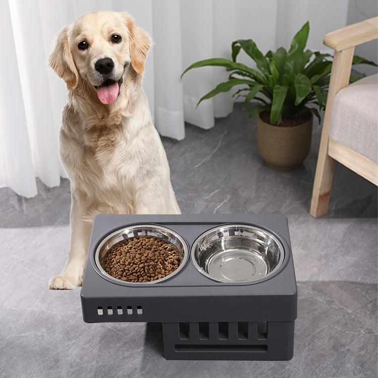 Lifting Adjusting Stainless Steel Double Pet Bowl Custom Stainless Steel Elevated Dog Bowls