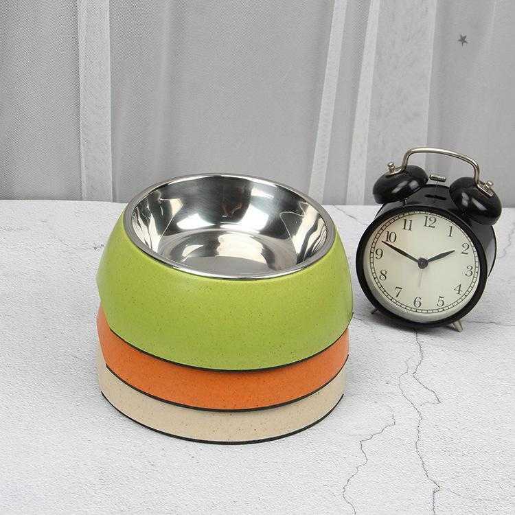 Pet Supplies Bamboo Fiber Double Wall Wholesale Stainless Steel Dog Bowl