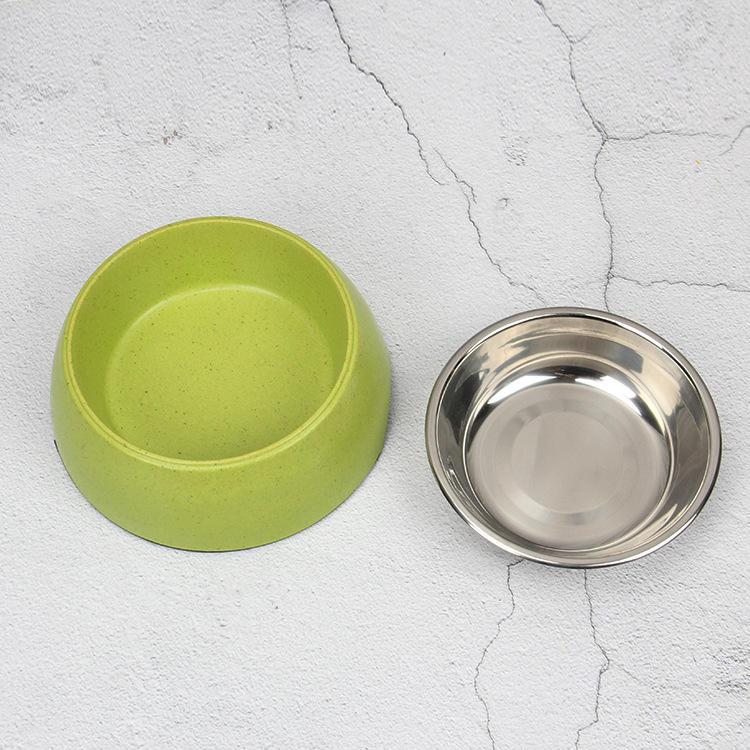 Pet Supplies Bamboo Fiber Double Wall Wholesale Stainless Steel Dog Bowl