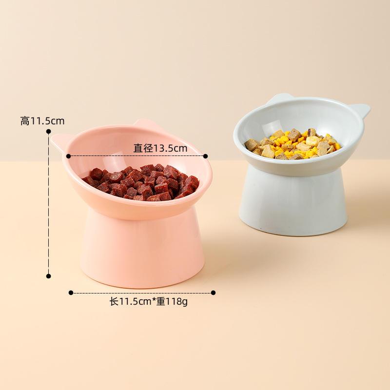 Tilt Tall Cat Bowl Cartoon Neck Brace Pet Dog Water Bowl Plastic Cat Food Bowl