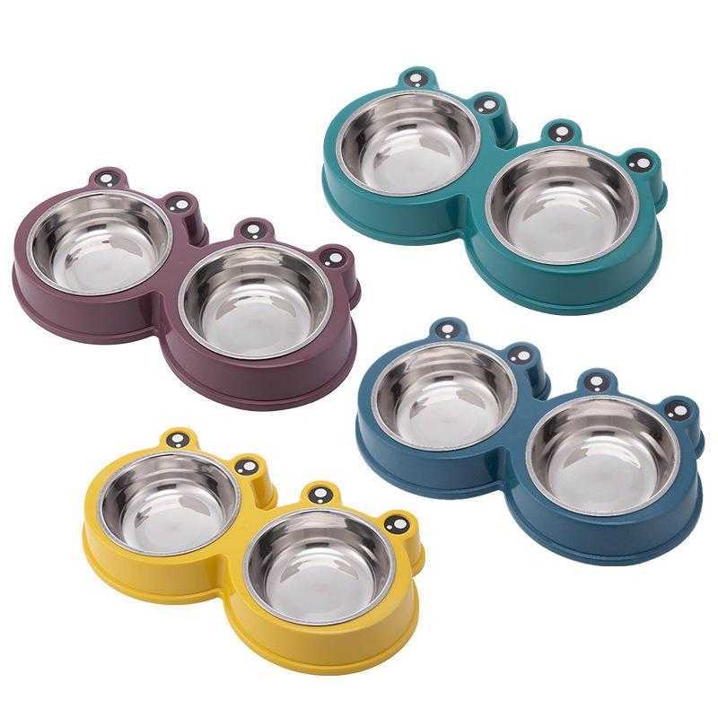 Wholesale Stainless Steel Dog Bowl Cute Fashion Dog Double Bowl Feeder