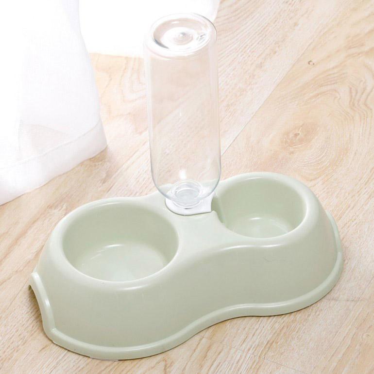 Wholesale Macaron Color Pp Plastic With Water Bottle Double Cat Dog Bowl