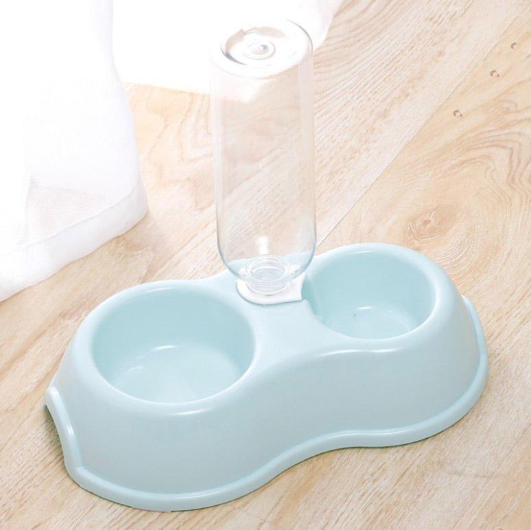 Wholesale Macaron Color Pp Plastic With Water Bottle Double Cat Dog Bowl