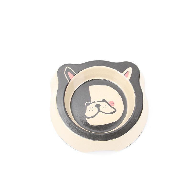 Bamboo Fiber Single Bowl Cartoon Dog Bowl Stylish Pet Bowls For Cats Dogs