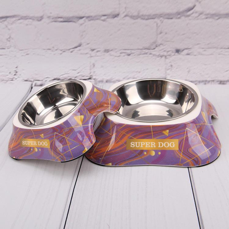Pet Supplies Melamine Printed Stainless Steel Bowl Cheap Outdoor Dog Eating Bowl