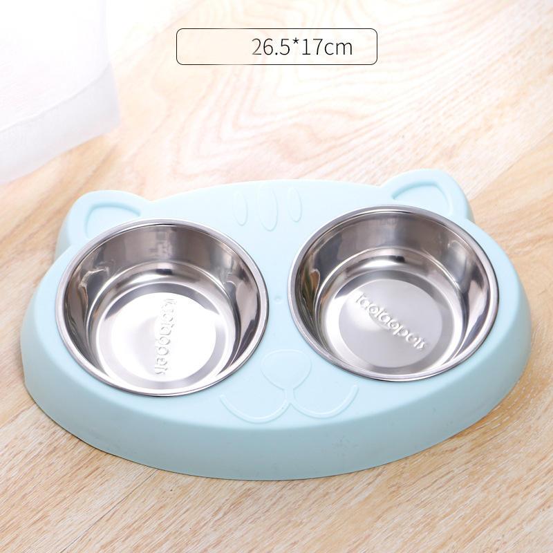 Wholesale Macaron Color Pp Stainless Steel Double Cat Dog Bowl