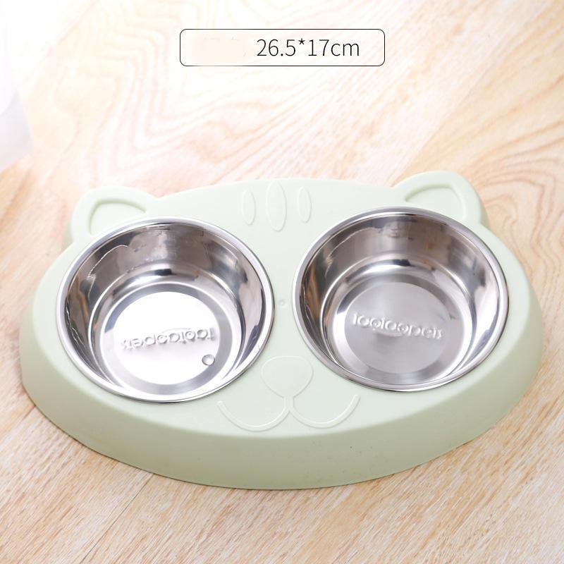 Wholesale Macaron Color Pp Stainless Steel Double Cat Dog Bowl