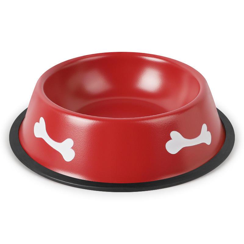 Bone Printed Food Drink Water Dish Stainless Steel Dog Cat Bowl