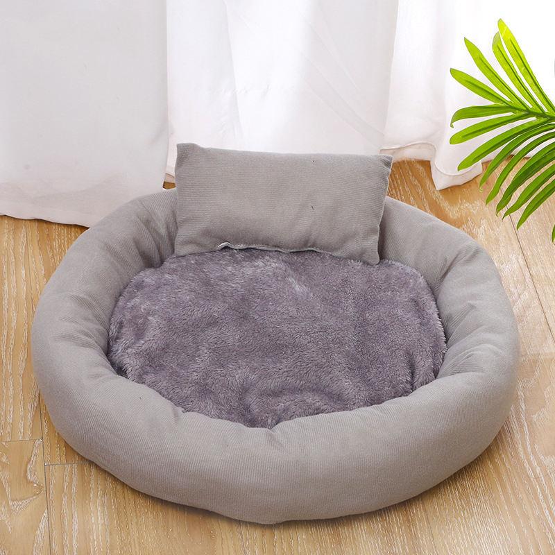 Simple And Comfortable Non-slip Bottom Round Sleeping Plush Pet Cat Bed Sofa