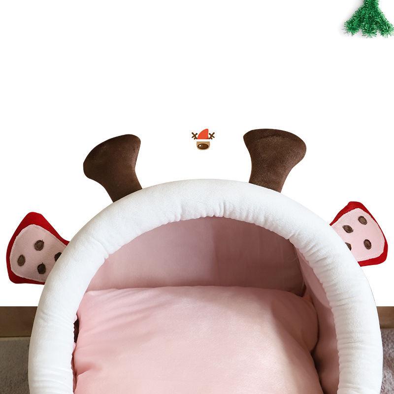 Christmas Cartoon Detachable Comfortable Wholesale Dog Cave Bed Luxury Dog Bed