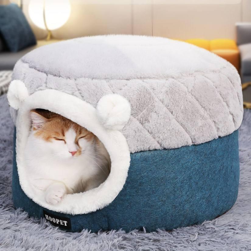 Wholesale Luxury Soft Folding Cave House Shape Pet Cat Bed