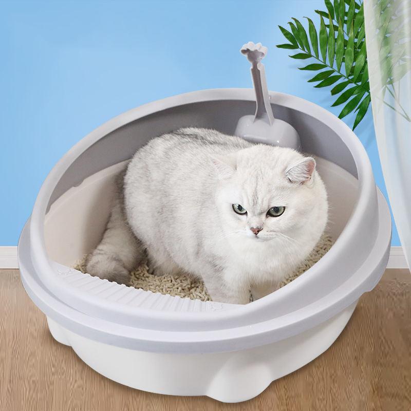 Custom Semi-closed Detachable Plastic 2023 Big Cat Litter Box With Cat Litter Shovel