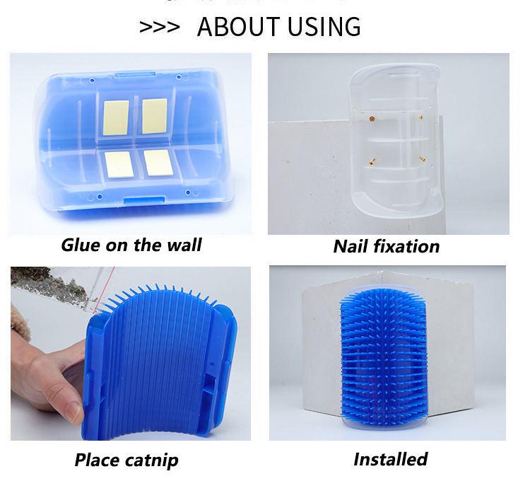 Wall Corner Groomers Soft Grooming Brush Massage Combs For Cat With Catnip Cat Self Groomer