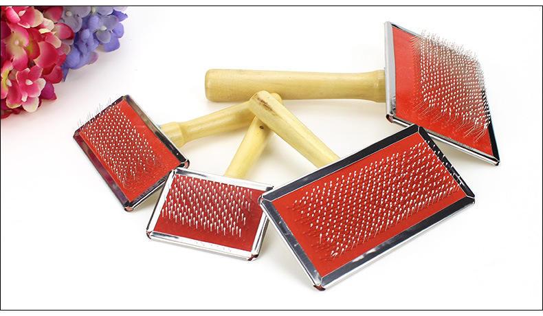 Wooden Handle Stainless Steel Needle Pet Grooming Comb Tool Cat Dog Brush