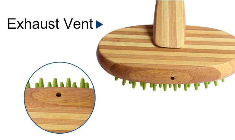 Bamboo Wood Pet Massage Bath Brush Pet Supplies Bend Open Knit Comb