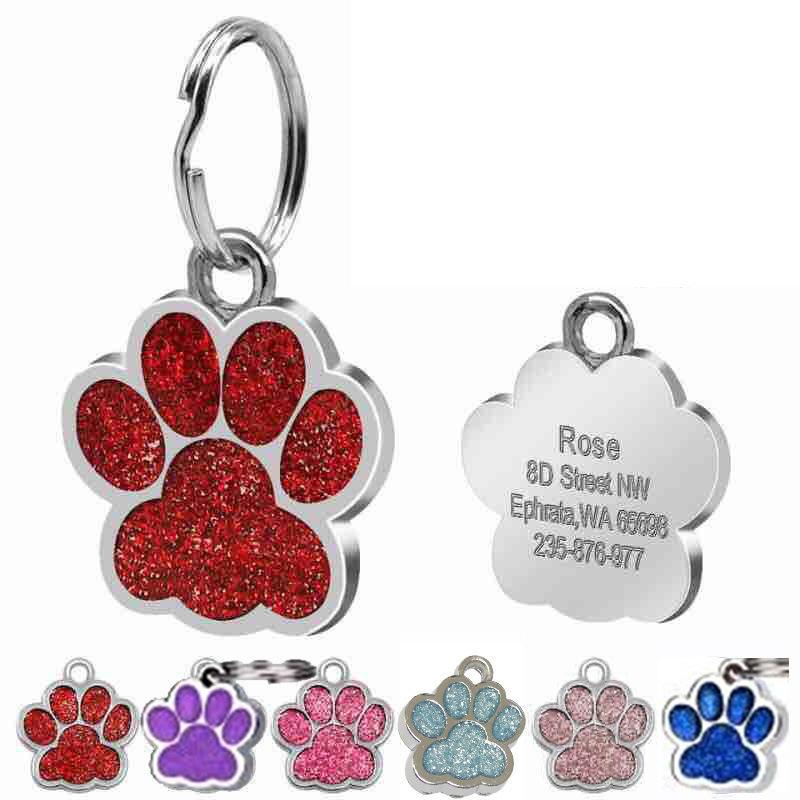 Paw Shape Blank Sublimation Fancy Silver Engraved Wholesale Pet Customized Dog Tags