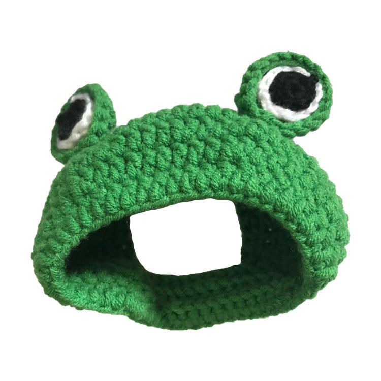 Cartoon Frog Hand Crochet Green Acrylic Knitted Pet Cat Dog Hat
