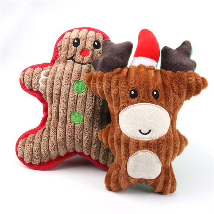 Strong Durable Plush Indestructible Interactive Squeak Pet Dog Toy Christmas