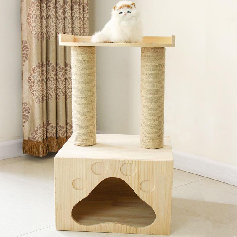 Solid Wood Modern Cat Tree Condo New Design Cat Scratcher Cat Tree
