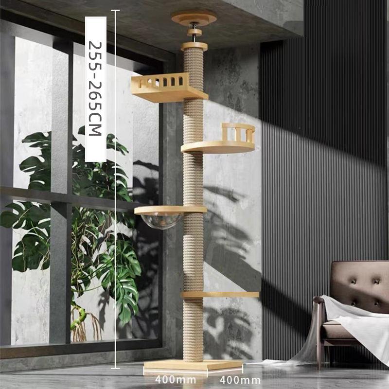 Best Selling High Quality Modern Natural Wood Floor-to-ceiling Cat Scratcher Tree Tall Cat Tree Tower House