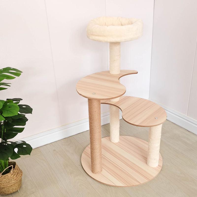Multi Layer Cat Tree Tower House Condo Wooden Climbing Frame With Jute Scratching Pillar Toys Pet Supplies