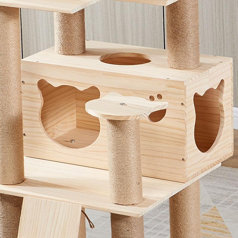 Cat Tree New Pet Cat Climbing Frame Modern Wooden Sisal Multi Level Luxury Large Floor To Ceiling Cat Tree