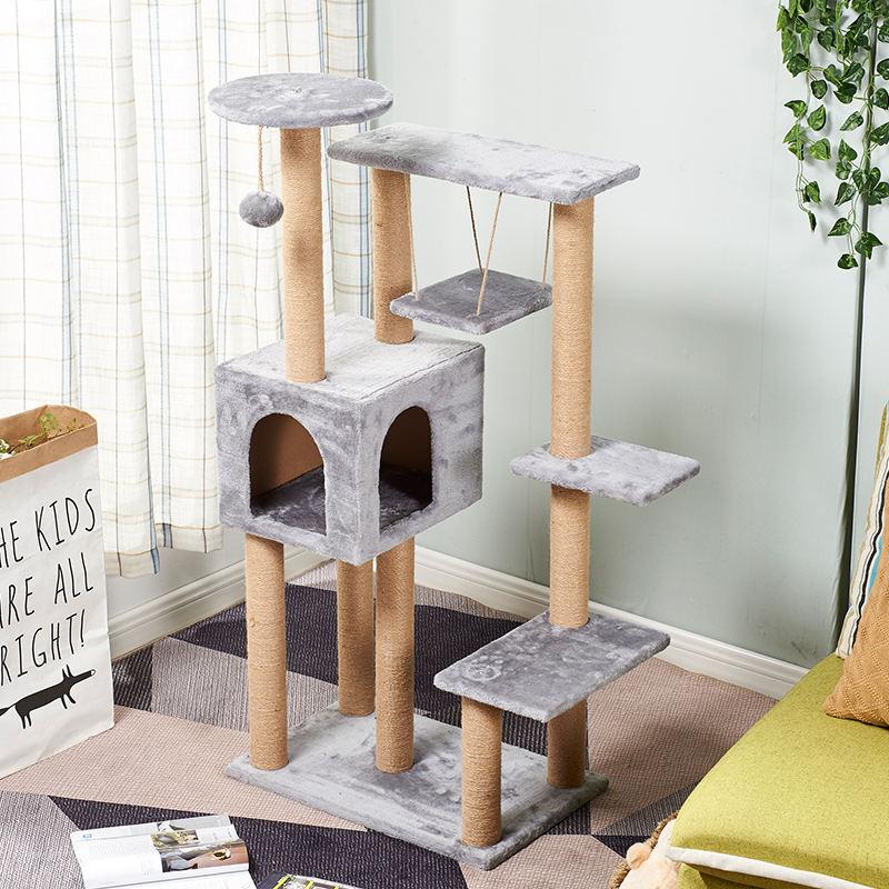 Wholesale High Quality Wooden Interactive Toy Foldable Cat Tree Scratcher Cardboard Climbing Tower
