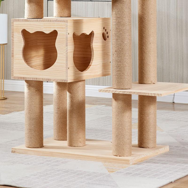 Cats Nest Tree Toy Solid Wood Cat Scratching Column Supplies Cat Shelf Jumping Platform Tower House