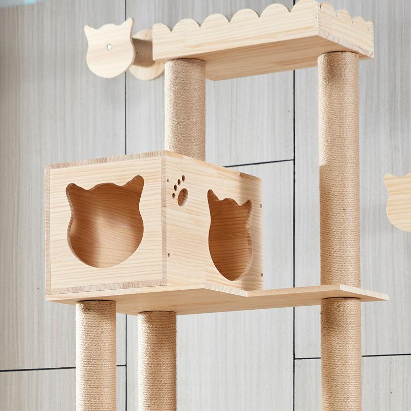 Cats Nest Tree Toy Solid Wood Cat Scratching Column Supplies Cat Shelf Jumping Platform Tower House