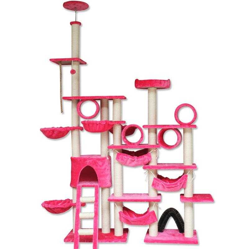 Factory Direct Wholesale Cat Toy Accessories Wooden Multilayer Layers Pet Scratch Post Jumping Platform Hammock Tree