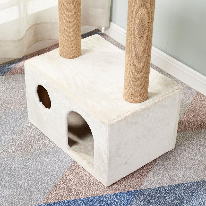 Modern Wooden Condo Scratch Plush Climbing Furniture Tower Pet Tree Cat Scratcher