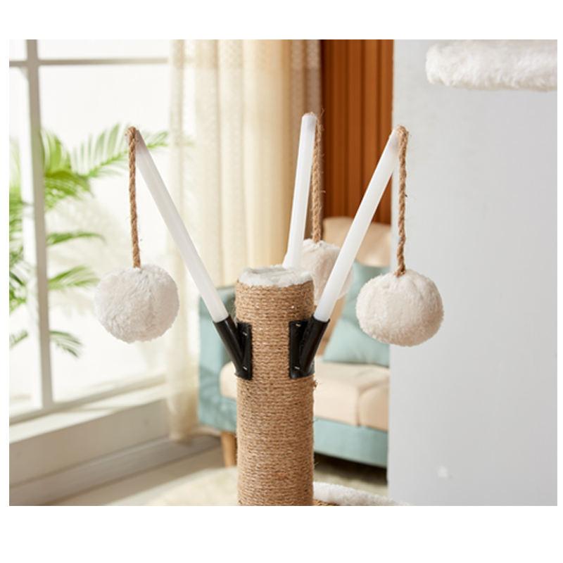 Pets Cat Tree Furniture Sisal Wrapped Support Scratching Posts Woven Rattan Dog Cat Toy Tree