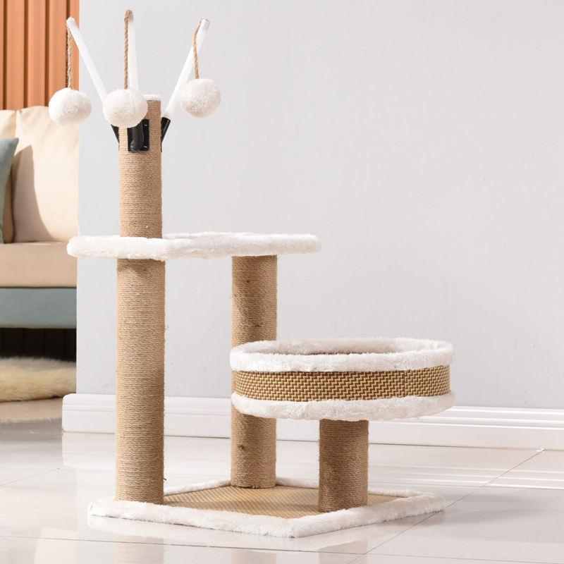 Pets Cat Tree Furniture Sisal Wrapped Support Scratching Posts Woven Rattan Dog Cat Toy Tree