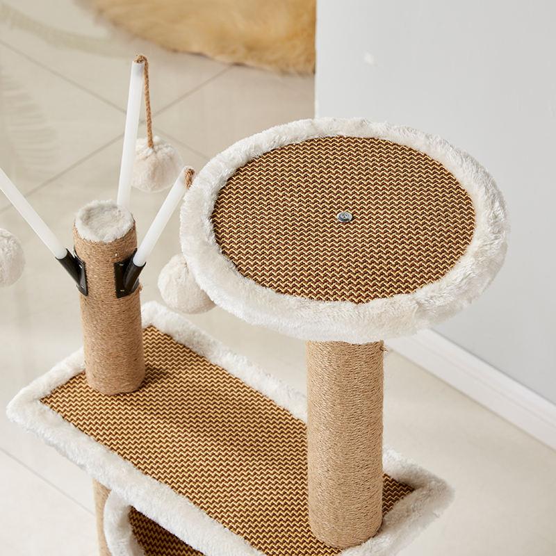 Factory Customized Unique Luxury Modern Cat Tree Tower Cat Condo Cat Trees Woven Basket