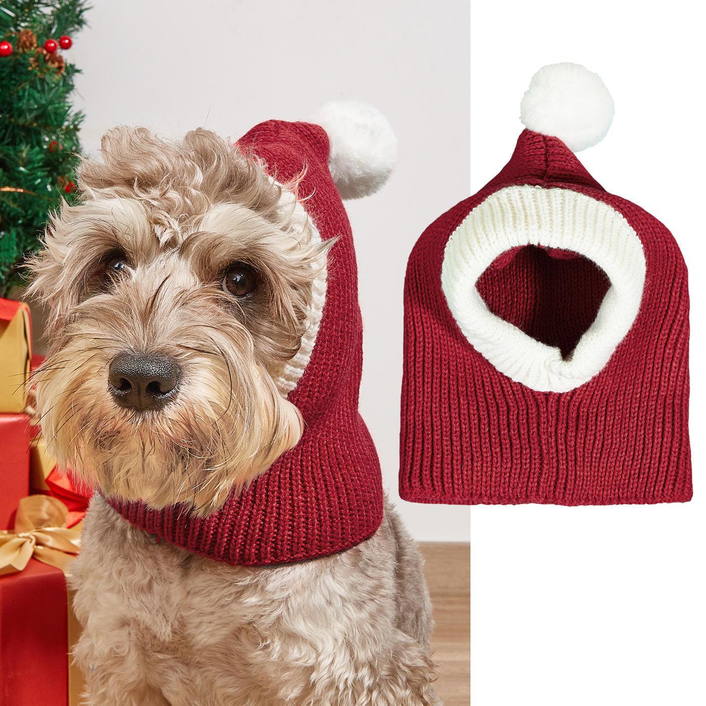 Red Santa Dog Hat Winter Pet Dog Accessories New Year Happy Pet Hat Dog Costume Christmas Hat For Cats Reindeer Puppy Cats Scarf