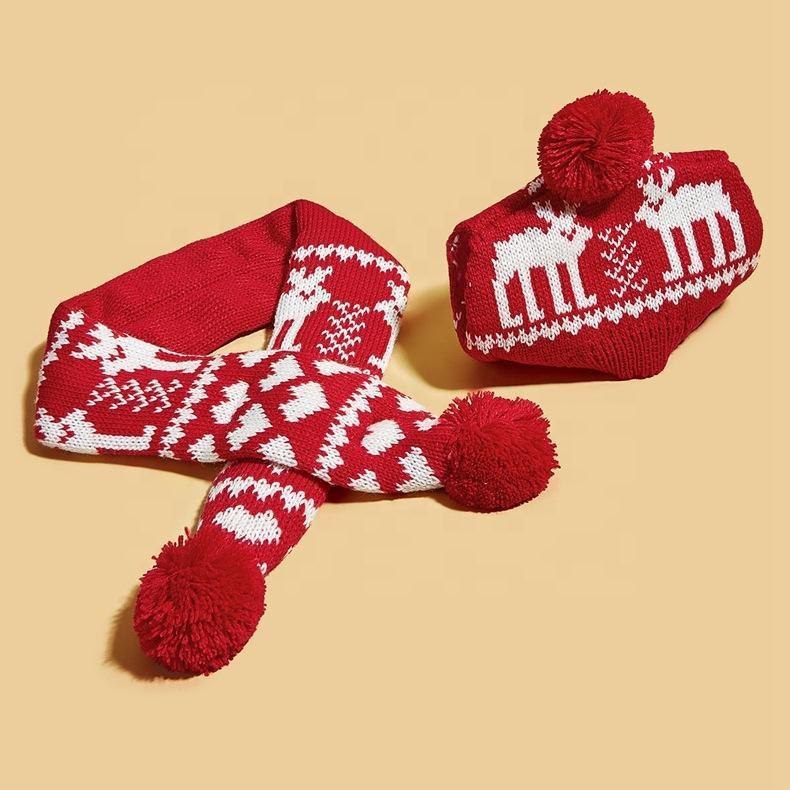 Christmas Knitted Christmas Scarf Sets Creative Teddy Scarves And Checkered Hat For Cats Pet Goods Dog Christmas Hats