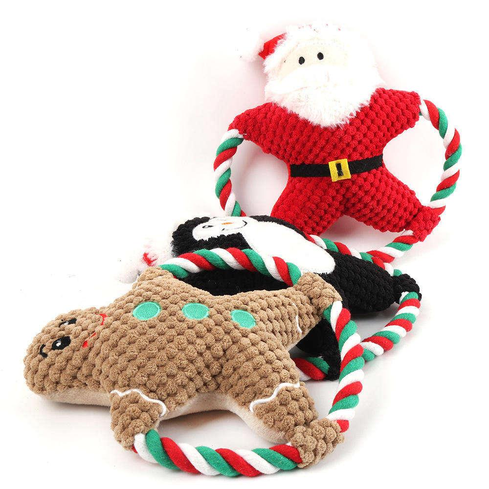 Amazon Best Selling Pet Toys Christmas Sounding Plush Toys Chewing Teething Bite Resistant Dog Toys