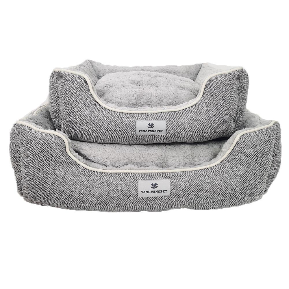 pet Warmer Oem Square Linen With Customize Design Soft Pv Plush Pet Bed