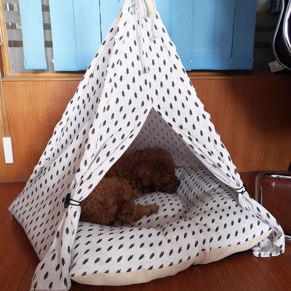 Pet Outdoor Travel Polyester Wood Solid Customized Accepted Customized Colors Pp Fiber Camping Dog Cat Teepee Tent