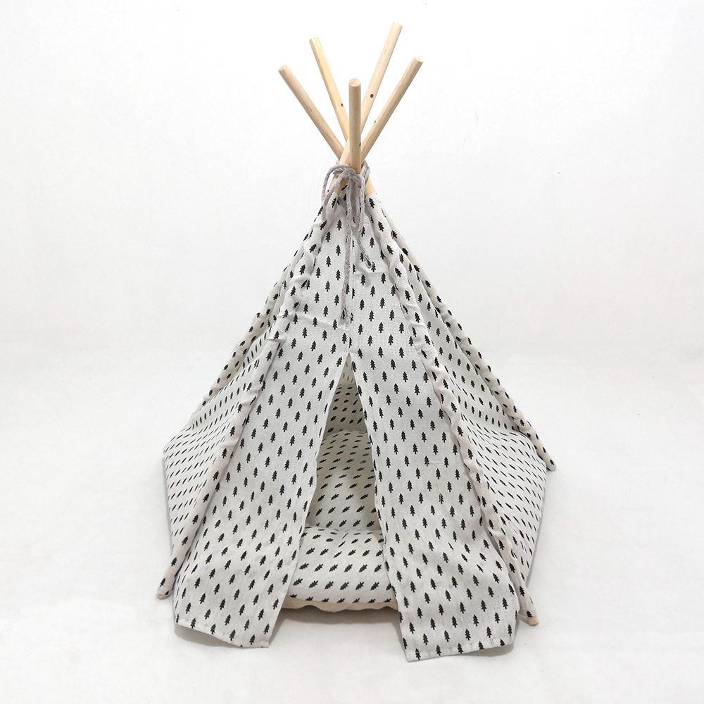 Pet Outdoor Travel Polyester Wood Solid Customized Accepted Customized Colors Pp Fiber Camping Dog Cat Teepee Tent