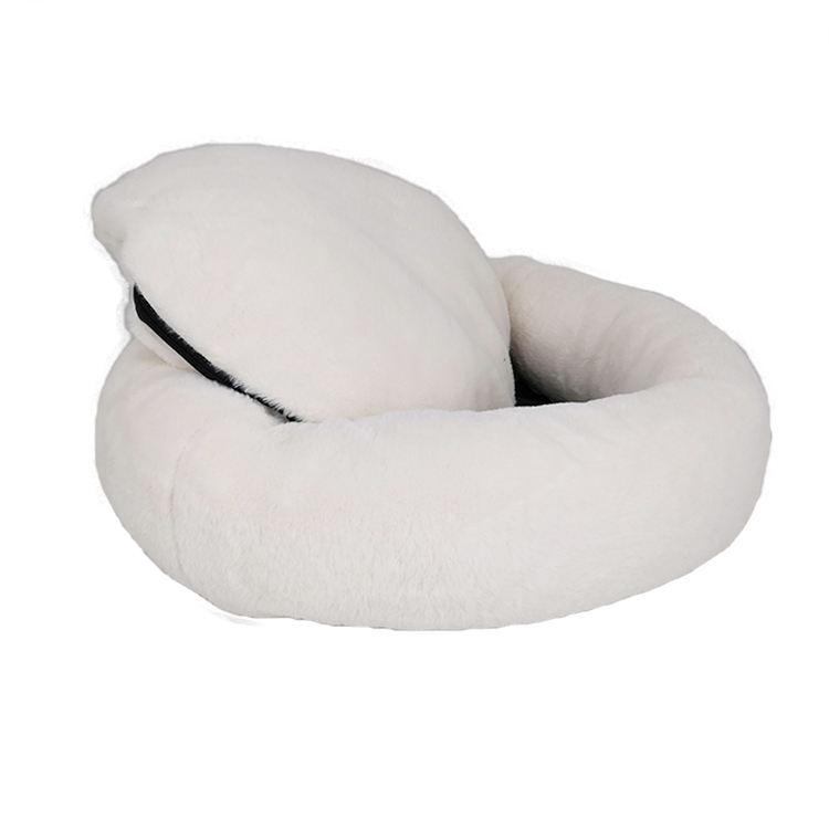 pet Soft Plush Fluffy Cuddler Donut Calming Dog Beds With Mat