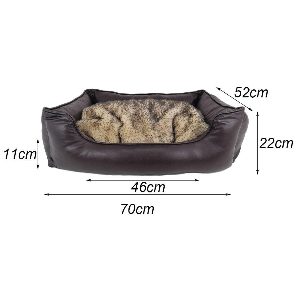 pet Faux Fur Luxury Dog Bed Apparel Square Leather Dog Bed