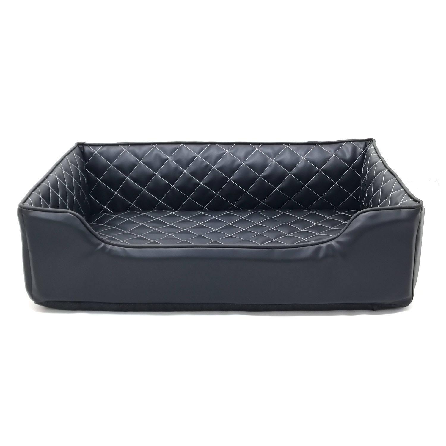 pet Luxury Dog Bed Crate Matt Leather For Dogs Washable Memory Foam Leather Bed For Large Dog