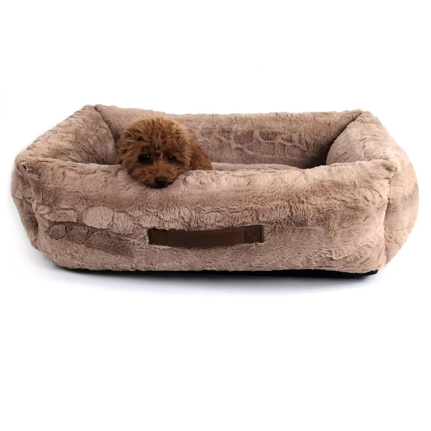 pet Washable Soft Plush Calming Dog Bed Deluxe Plush Dog Crate Benti Pet Cushion Mat Sofa With Plush Pillow Dog Bed