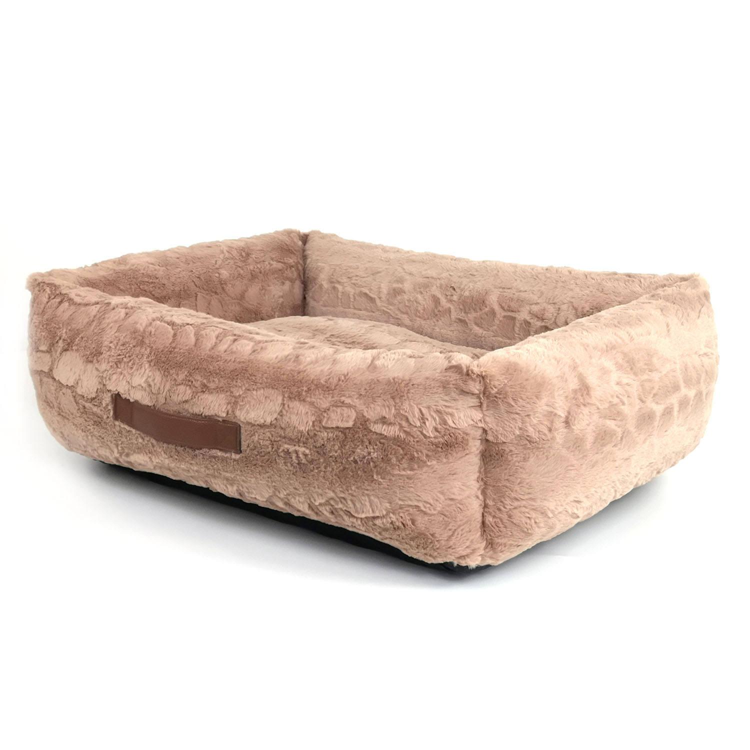 pet Washable Soft Plush Calming Dog Bed Deluxe Plush Dog Crate Benti Pet Cushion Mat Sofa With Plush Pillow Dog Bed