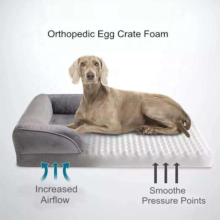 2023 Hot Selling Luxury Egg Crate Waterproof Memory Foam Orthopedic Removable Washable Cover Dog Bed For Pet