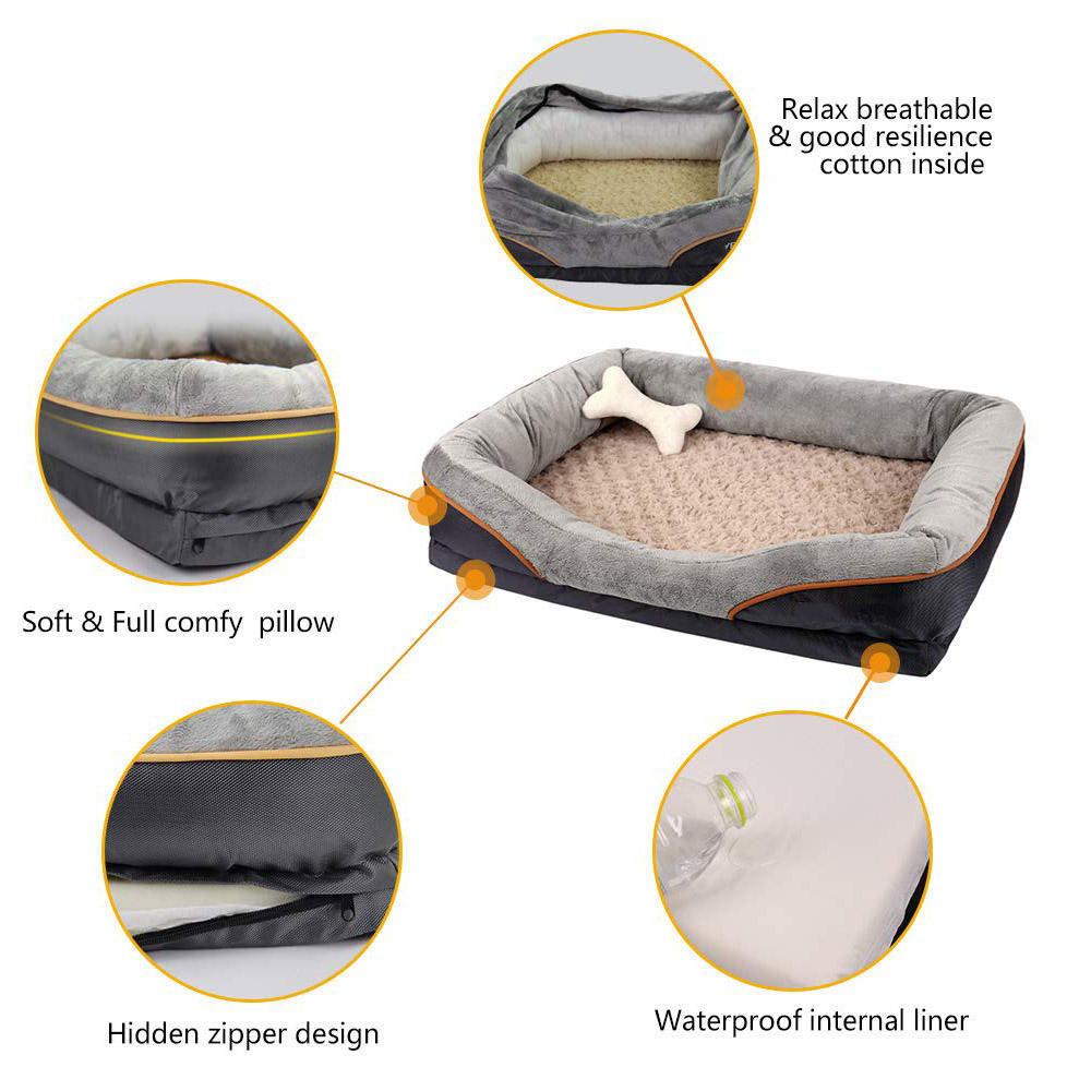 New Design Luxury Bed Cat Dog Pet Plush Luxury Gray Cooling Dog Sofa Bed,Memory Foam Pet Beds For Large Medium Small Pets